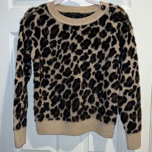 Ann Taylor Leopard Print Sweater - Black and Tan